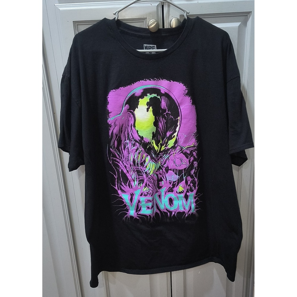Marvel Venom Graphic T-Shirt Mens 2XL Black Neon Symbiote Comic Tee